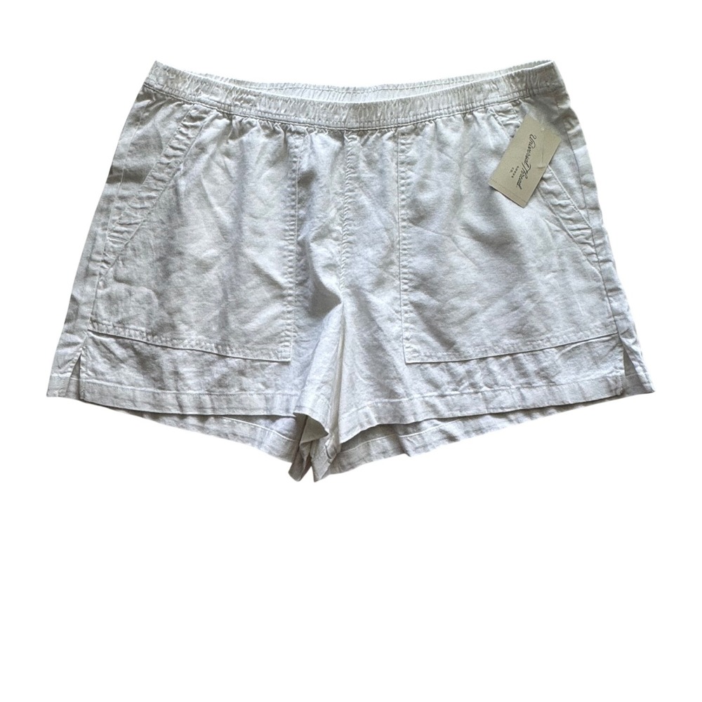 Universal Thread Womens White Linen Blend Elastic Waist Patch‎ Pocket Shorts L